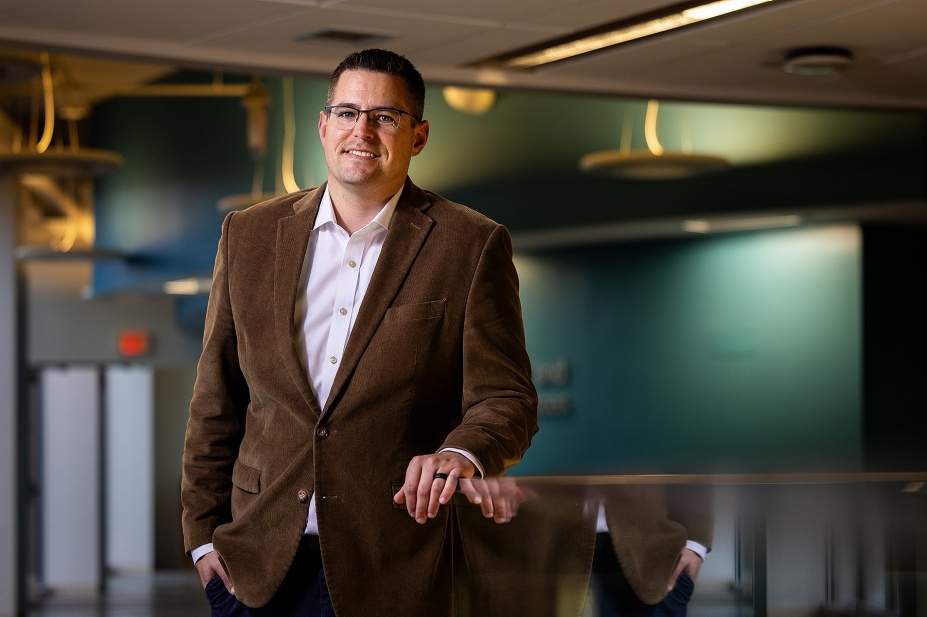 Calvin Meaney, PharmD, in UB Pharmacy Building. 