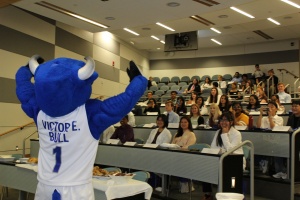Victor E. Bull welcomes incoming UB SPPS students at 2023 orientation. 