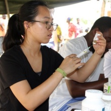 Dian Lin, PharmD '19, at a clinic in Ghana. 